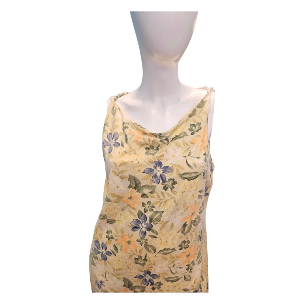 Liz Claiborne Yellow Floral Sleeveless Dress Womens size XL Vintage 90's - Picture 4 of 9
